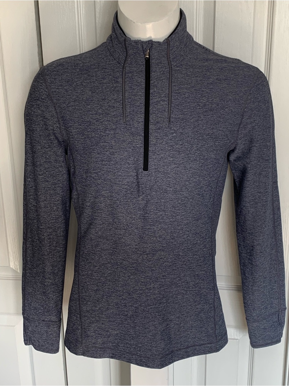 Lululemon Men's Quarter-Zip Heathered Blue Pullover Sweater